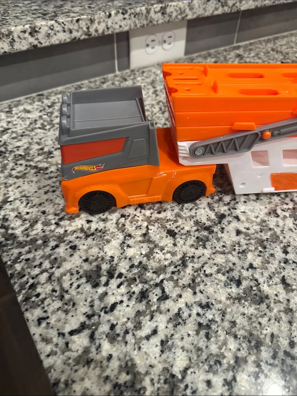 Orange Toy Car Carrier Truck Playset with 4 Mini Cars